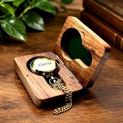qarzun personalized golden brass compass with wood box engraved keepsake gift