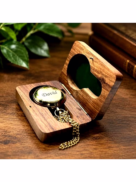 Personalized Golden Brass Compass with Wood Box Engraved Keepsake Gift-3