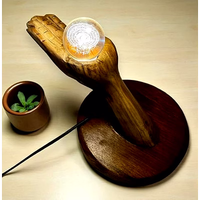 qarzun modern style hand shaped wood, galaxy ball table lamp black for study lamp, living room, bed room, desk