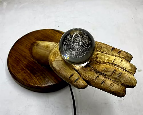 Modern Style Hand Shaped Wood, Galaxy Ball Table Lamp Black for Study Lamp, Living Room, Bed Room, Desk image 2