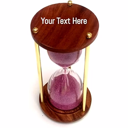 qarzun personalized wooden and brass 5 minutes sand timer hour glass clock home decor ideal for exercise, tea making, study table decor, antique nautical decor theme (height 6 inches)
