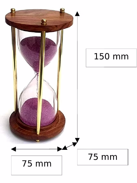 Personalized Wooden and Brass 5 Minutes Sand Timer Hour Glass Clock Home Decor Ideal for Exercise, Tea Making, Study Table Decor, Antique Nautical Decor Theme (Height 6 Inches)-2