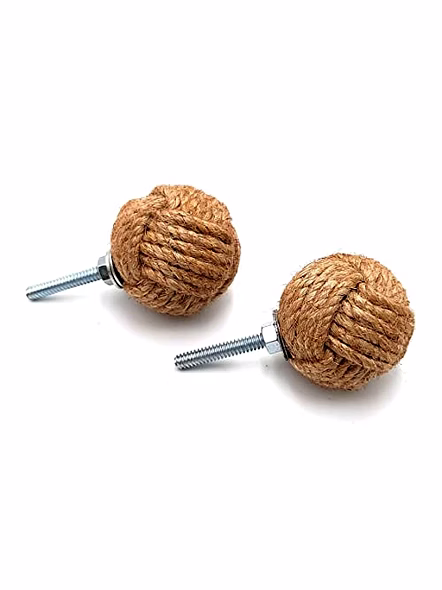 Ascent Gifts Set of 2 Jute Rope Door Knobs/Rope Knot Drawer Pulls and Knobs/Pull and Push Handle Knobs for Cabinets,-Qarzun1110