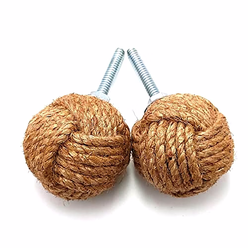 Ascent Gifts Set of 2 Jute Rope Door Knobs/Rope Knot Drawer Pulls and Knobs/Pull and Push Handle Knobs for Cabinets, image 2