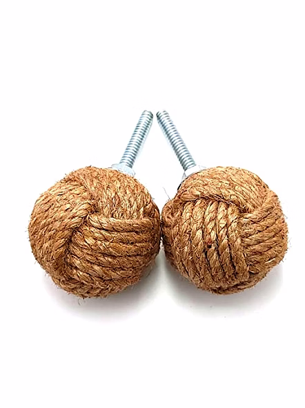 Ascent Gifts Set of 2 Jute Rope Door Knobs/Rope Knot Drawer Pulls and Knobs/Pull and Push Handle Knobs for Cabinets,-1