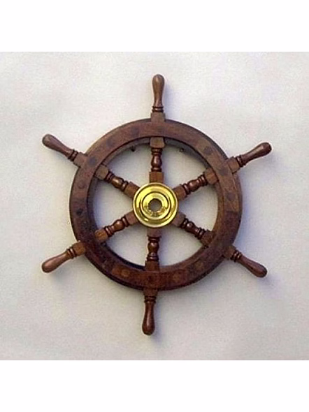India Nautical Art 12'Round and Nice Wood and Brass Ship Wheel (33cm X3.75 cm X 33 cm)-Qarzun1113