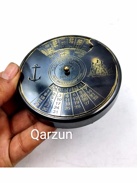 Antique style Brass Calendar 100 Yrs Paper Weight Gift-4