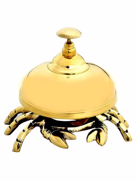 Beautiful Designer 4" Brass Desk Call Bell Hotel Counter Bell Crab Solid Brass Table Sound Call Bell for Office Desk and Hotels Counter Desk Bell Decoration-Qarzun1115