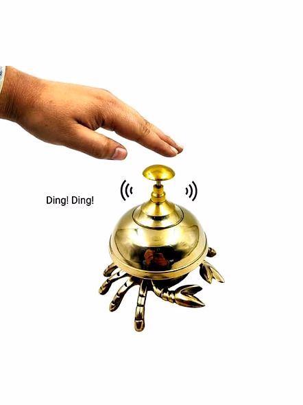 Beautiful Designer 4" Brass Desk Call Bell Hotel Counter Bell Crab Solid Brass Table Sound Call Bell for Office Desk and Hotels Counter Desk Bell Decoration-1