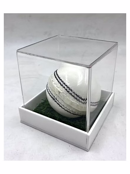 Personalized Leather Ball (White), Standard Size 1Pc Your Text on Ball with Acrylic Display Box-2