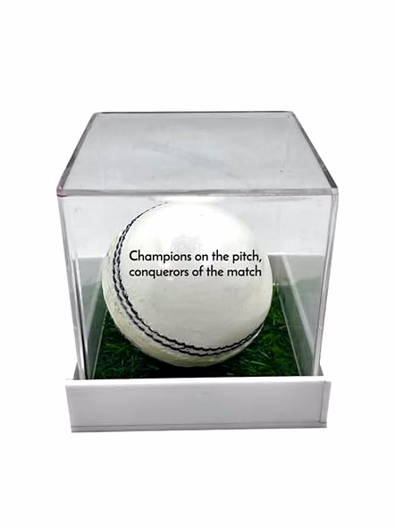 Personalized Leather Ball (White), Standard Size 1Pc Your Text on Ball with Acrylic Display Box-3