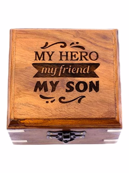 Personalized Brass Antique Pocket Sundial Compass with Chain and Personalized Wood Box Nautical Anniversary Birthday Gift for Your Loved Ones-1