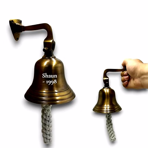 qarzun personalized antique brown brass ship anchor bell wall hanging bell small size door bell