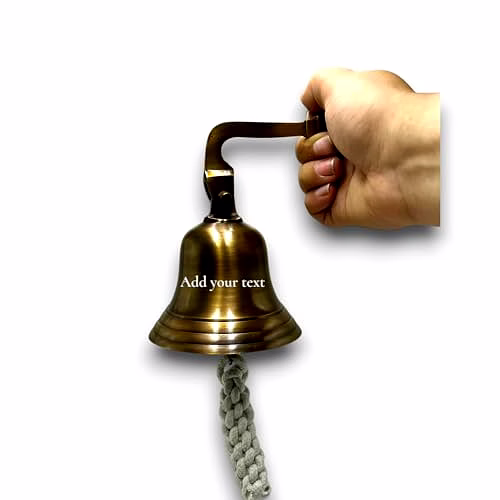 Personalized Antique Brown Brass Ship Anchor Bell Wall Hanging Bell Small Size Door Bell image 3