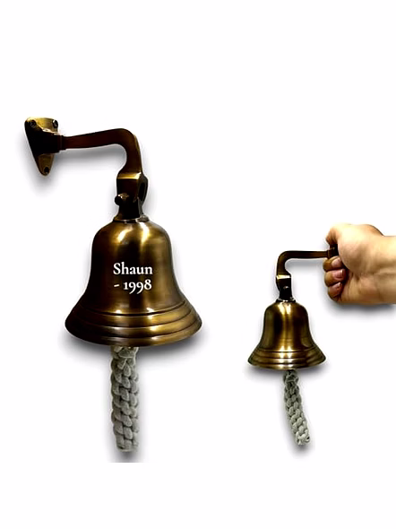 Personalized Antique Brown Brass Ship Anchor Bell Wall Hanging Bell Small Size Door Bell-3