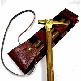 qarzun brass anvil handle royal wood walking stick cane with leather cover for easy carry 3 fold open nautical vintage style black finish