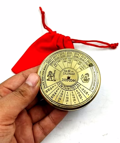 Brass Calendar 40 Yrs Paper Weight With Velvet Carry Case Gift image 3
