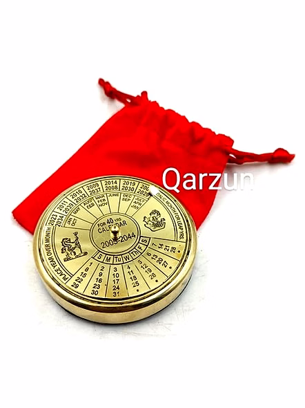 Brass Calendar 40 Yrs Paper Weight With Velvet Carry Case Gift-3