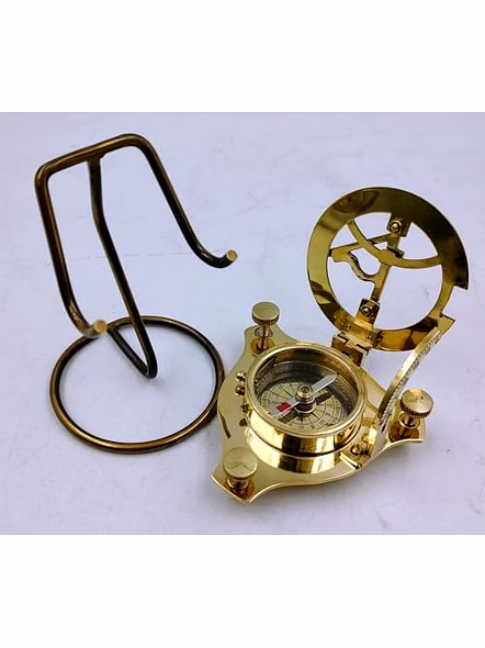 Personalized Sundial Compass for Hiking, 3 Inches Nautical for Outdoor, Pocket Compass for Hiking, with Display Stand Camping Maritime Vintage