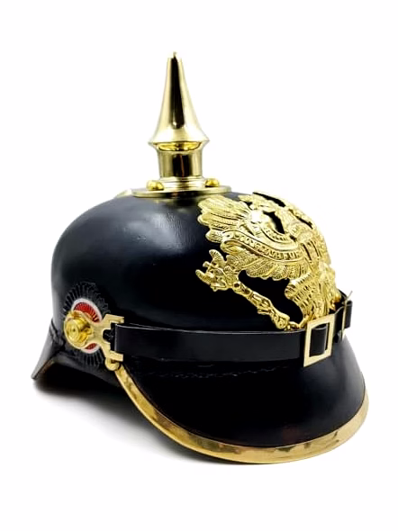 Pickelhaube/Spiked Helmet for Officer German | Leather Pickelhaube Imperial Prussian Helmet | Brass German Officer | Black-Qarzun1124