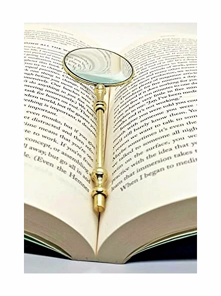 Qarzun Brass Magnifying Glass Vintage Magnifier Pocket Portable Gift