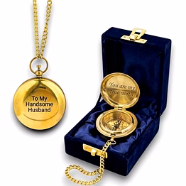 qarzun personalized brass pocket compass with chain and velvet box nautical anniversary birthday gift for your loved ones