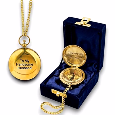 qarzun personalized brass pocket compass with chain and velvet box nautical anniversary birthday gift for your loved ones