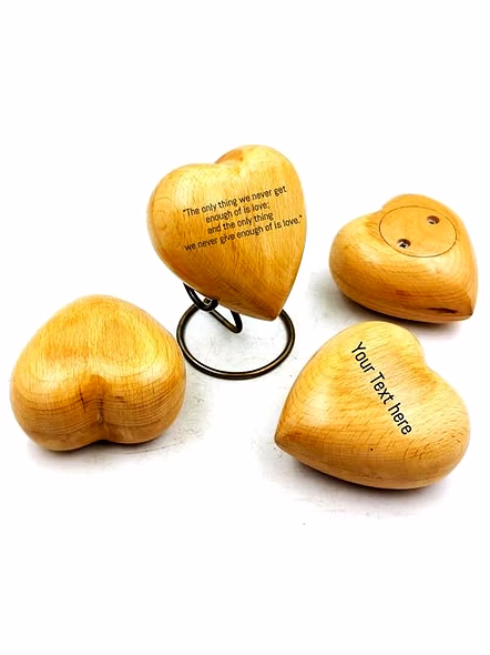 Best Personalized Engraved Wooden Heart Keepsake Cremation Urn for Human pet Ashes Handcrafted Unique Heart Shaped with Brass Display Stand | Engraved Personalized Gifts-Qarzun1128