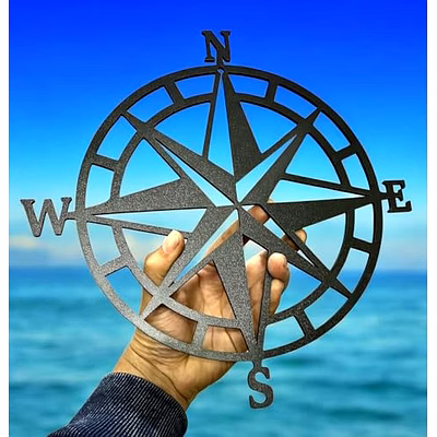 qarzun nautical compass metal wall hanging arts home decor, durable, good ambience wall art for bedroom,living room,drawing room,hotel,office,home garden (11 x 11 inch, black)