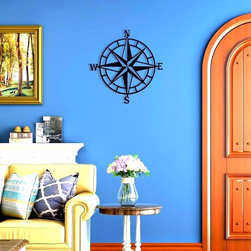 Qarzun Nautical compass Metal Wall Hanging Arts Home Decor, Durable, good ambience Wall Art For Bedroom,Living Room,Drawing room,Hotel,Office,Home Garden (11 x 11 inch, Black) image 3