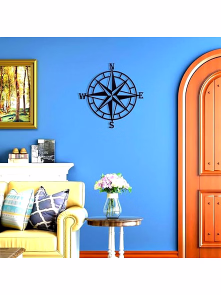 Qarzun Nautical compass Metal Wall Hanging Arts Home Decor, Durable, good ambience Wall Art For Bedroom,Living Room,Drawing room,Hotel,Office,Home Garden (11 x 11 inch, Black)-2