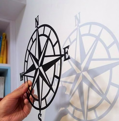 Qarzun Nautical compass Metal Wall Hanging Arts Home Decor, Durable, good ambience Wall Art For Bedroom,Living Room,Drawing room,Hotel,Office,Home Garden (11 x 11 inch, Black) image 5