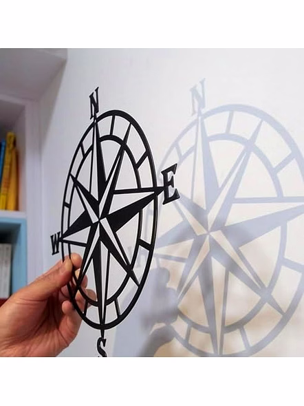 Qarzun Nautical compass Metal Wall Hanging Arts Home Decor, Durable, good ambience Wall Art For Bedroom,Living Room,Drawing room,Hotel,Office,Home Garden (11 x 11 inch, Black)-4