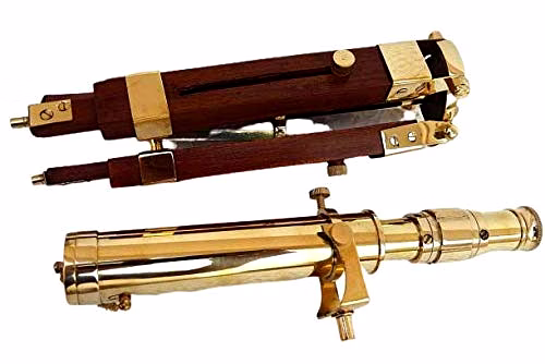 Brass Telescope 12" Polished with Wooden Tripod Stand Collectible Home Decor image 2