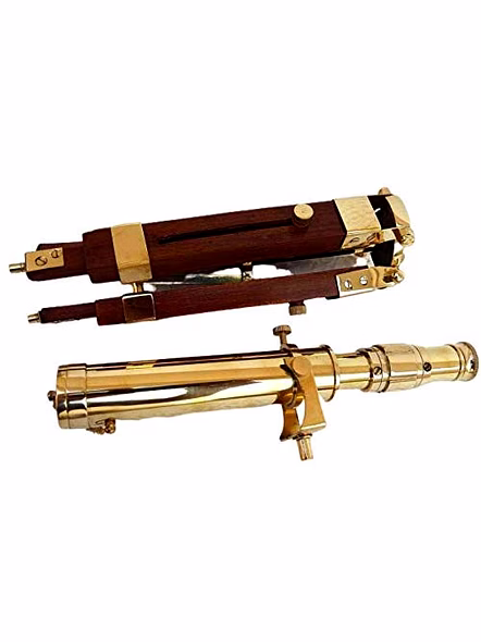 Brass Telescope 12" Polished with Wooden Tripod Stand Collectible Home Decor-1