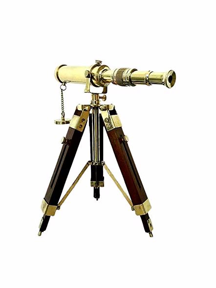 Brass Telescope 12" Polished with Wooden Tripod Stand Collectible Home Decor-2