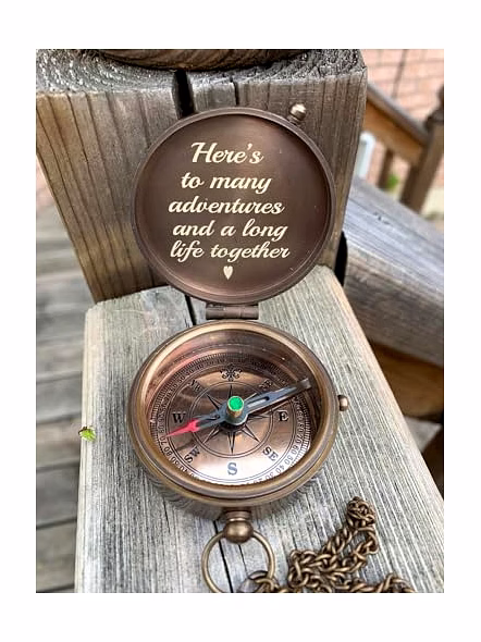Personalized Pocket Compass Brass Nautical Birthday Gift for Your lovedones-1