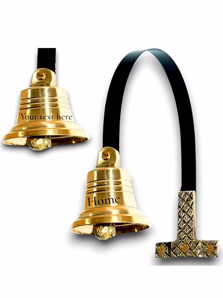 Engraved Name Solid Small Brass Wall &amp; Hanging Door Bell, Handcrafted Doorbell Perfect for Home, Garden Outdoor and Indoor Pet Training Bell-3