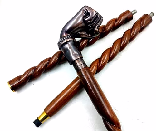 Wooden Walking Cane for Women and Men Punch Style Antique Handle Walking Stick 36" image 2