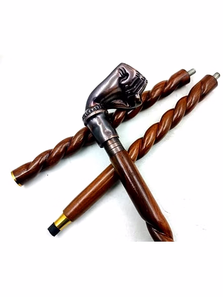 Wooden Walking Cane for Women and Men Punch Style Antique Handle Walking Stick 36"-1