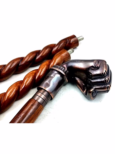 Wooden Walking Cane for Women and Men Punch Style Antique Handle Walking Stick 36"-4