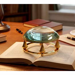 qarzun vintage brass desk magnifying glass with convex lens – nautical decorative desk magnifier & paperweight for office, study, library