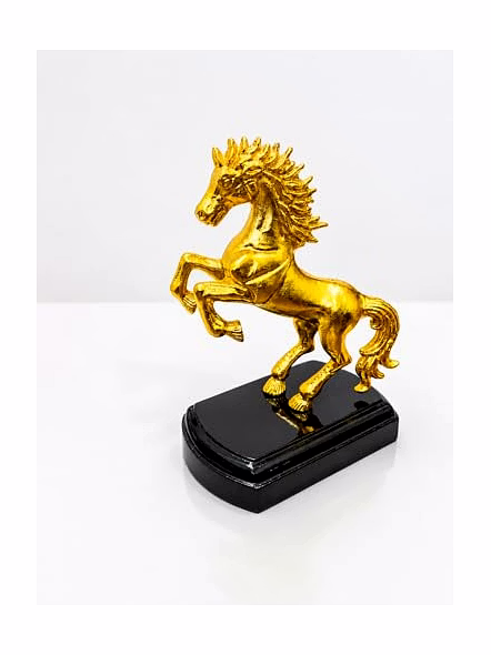 Jumping Horse Animal Statue Idol & Figurine for Home Metal Showpiece for Office Living Room Vastu Wealth Income Decorative & Gifts Item Golden