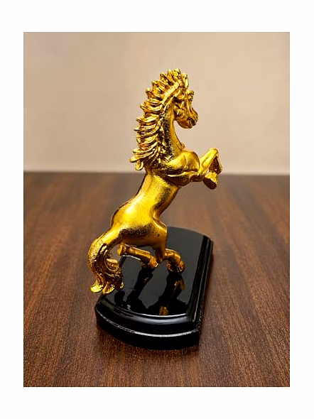Jumping Horse Animal Statue Idol &amp; Figurine for Home Metal Showpiece for Office Living Room Vastu Wealth Income Decorative &amp; Gifts Item Golden