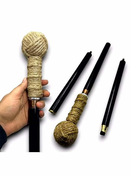 Rope Design Walking Stick Cane Handmade Knot Jute Rope Handle Wooden Walking Stick for Camping Grandparents-3