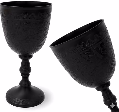Brass Goblet Black Embossed Design,Premium Goblet Champagne Flutes Coupes Wine Drinking Glass,Tumbler Cups for Water image 3