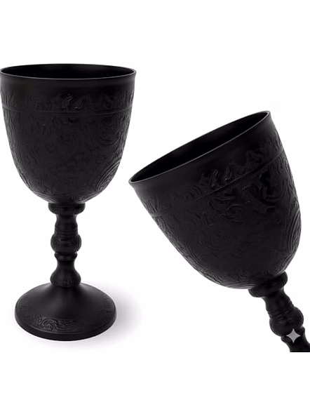 Brass Goblet Black Embossed Design,Premium Goblet Champagne Flutes Coupes Wine Drinking Glass,Tumbler Cups for Water-2