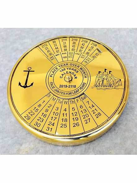 Set of Brass Magnifier with Calendar Collectible 100Yrs Paper Weight Table Decor Gift-1