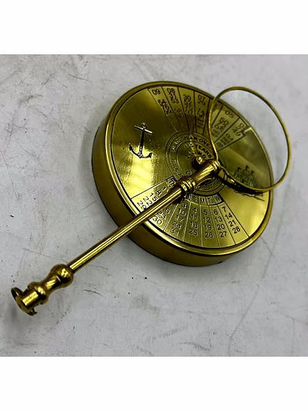 Set of Brass Magnifier with Calendar Collectible 100Yrs Paper Weight Table Decor Gift-4
