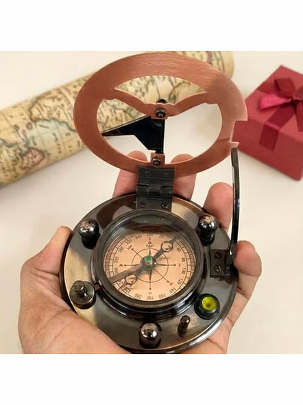Personalized Sundial Compass with Wood Box Brass Nautical Birthday Gift for Your Loved Ones-2